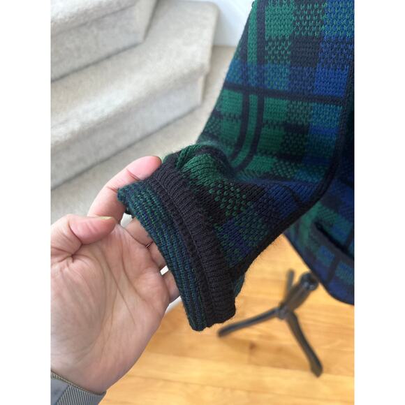 Vintage Tally Ho Green Black Blackwatch Plaid Tartan Button Cardigan - Picture 2 of 6